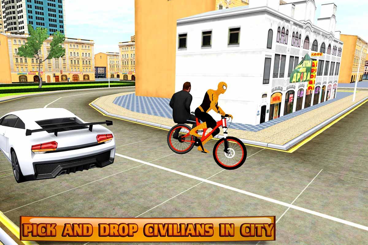 Spider Hero BMX Bicycle Taxi Driver截图1