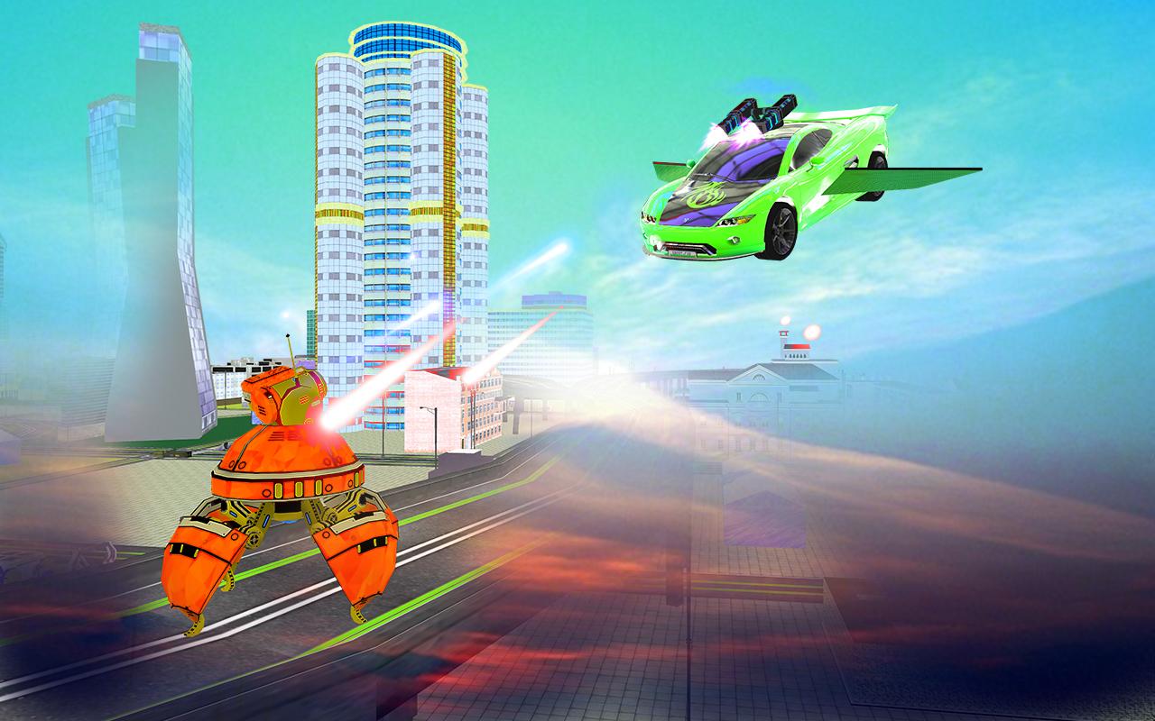 Flying Car Robot Futuristic Transform Car War截图4