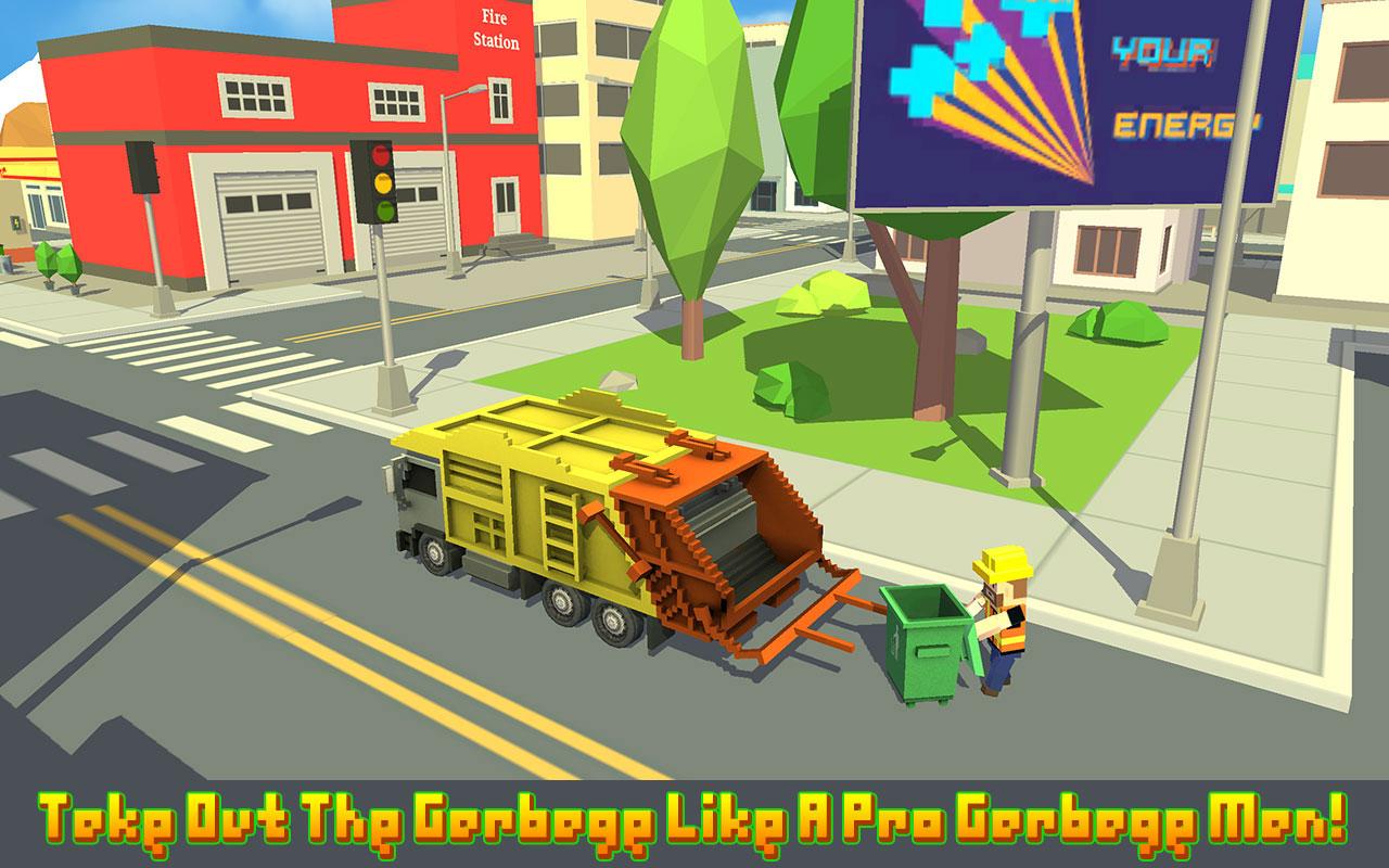 Mr. Blocky Garbage Man SIM截图1