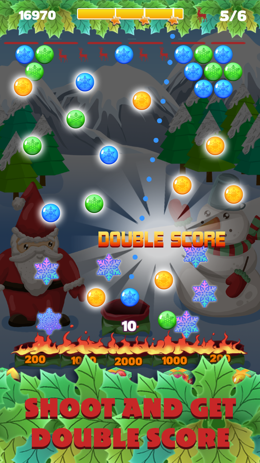 Bubble shooter - Christmas Puzzle with Santa Claus截图2