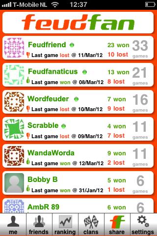 Feudfan - Wordfeud tracker截图3
