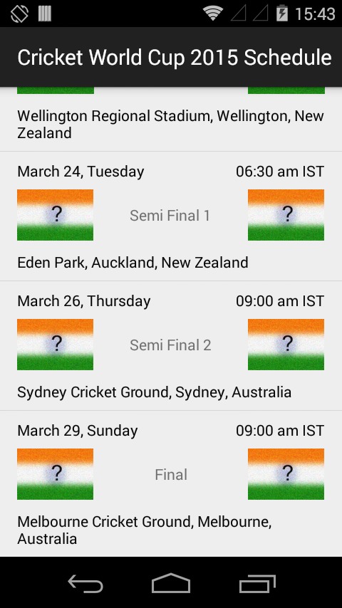 Schedule Cricket World Cup '15截图2