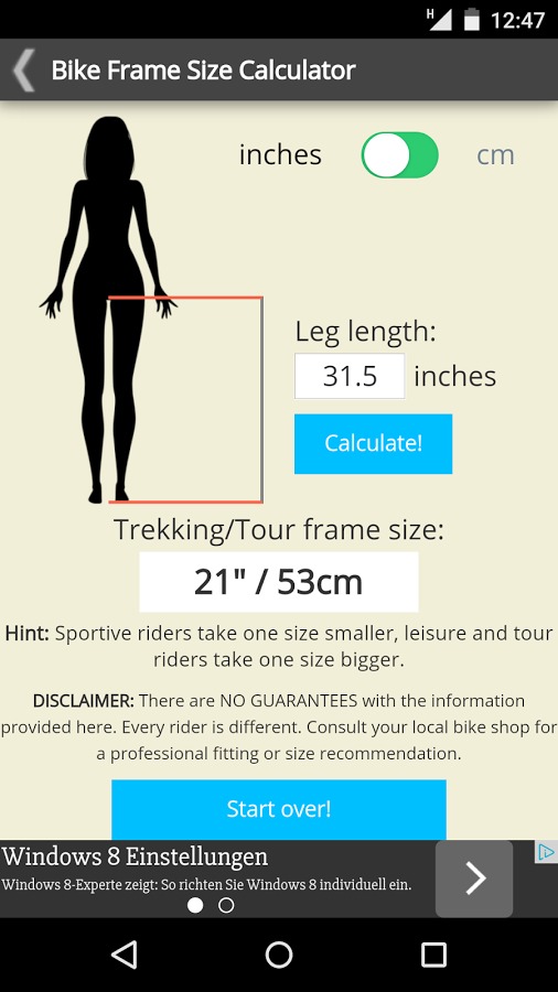 Bike Frame Size Calculator截图3