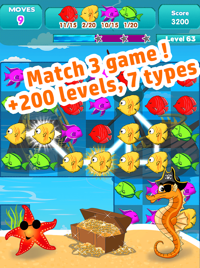 Pirate Seahorse match 3 - find the treasure截图5