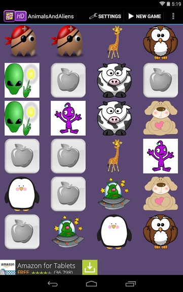 Animals & Aliens Memory Game截图2