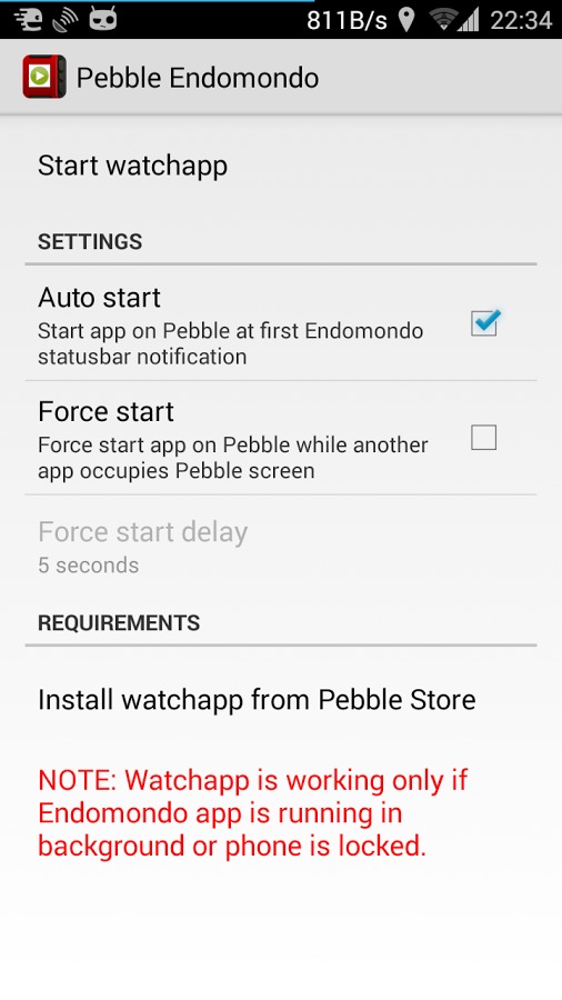 Pebble Endomondo (Unofficial)截图1