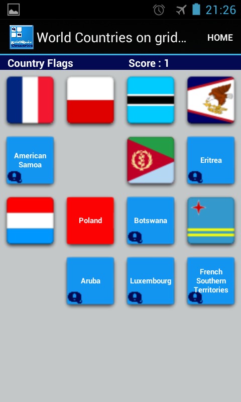 World Countries on gridQuiz截图3