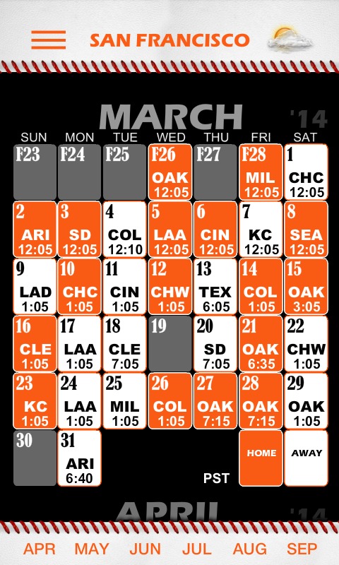 Baseball Pocket Sked - Giants截图1