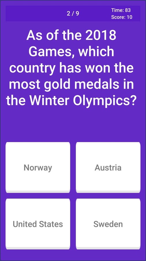 Olympic Winter Games Quiz 2018截图1