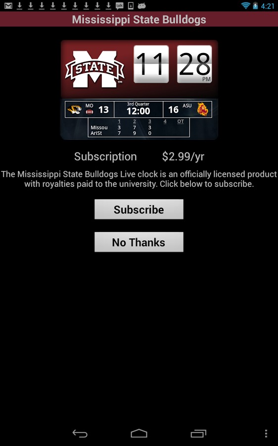 Mississippi State Live Clock截图3