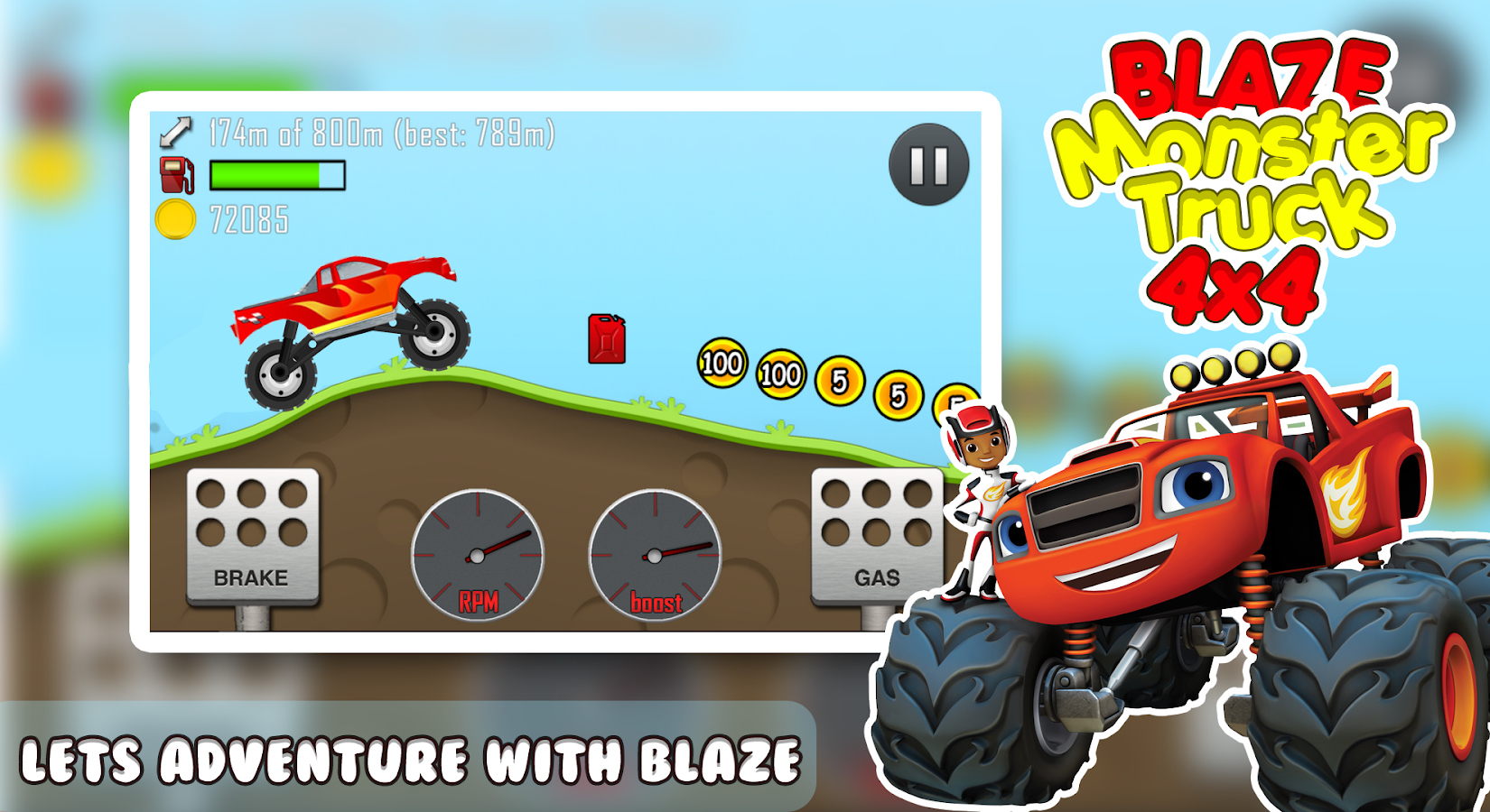 Blaze Monster Truck 4X4 Climb Race截图1