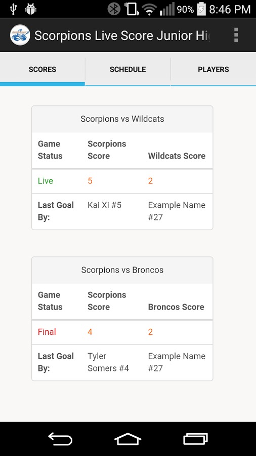 Scorpions Live Scores Jr High截图1