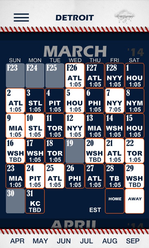 Baseball Pocket Sked - Tigers截图1