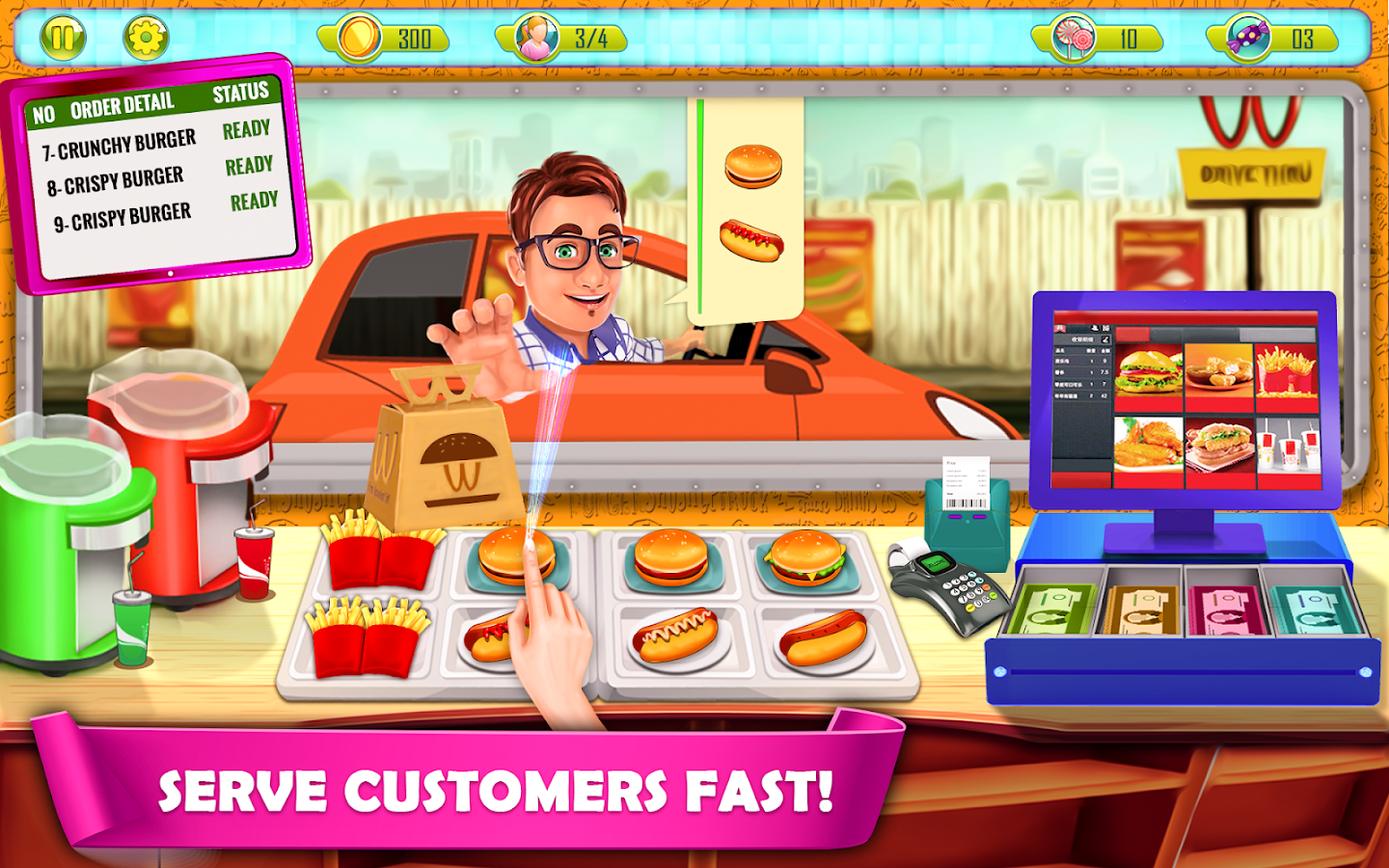 Fast Food Drive Thru Cash Register Game截图3