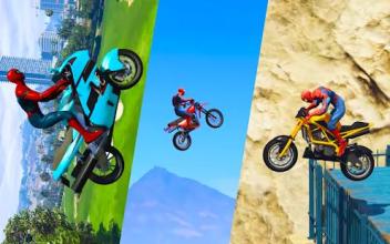 Superhero Downhill Tricky Bike Race Free截图2