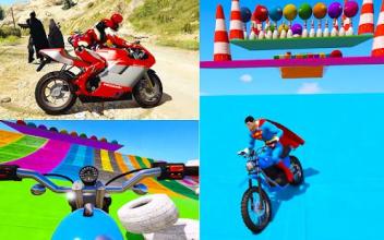 Superhero Downhill Tricky Bike Race Free截图1