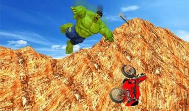 Superheroes Bike Crash Rider:Downhill Stunt Racing截图3