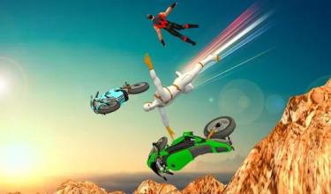 Superheroes Bike Crash Rider:Downhill Stunt Racing截图1