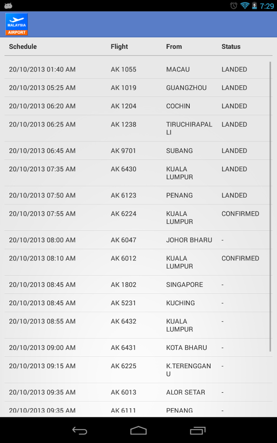 Malaysia Flight Info截图5