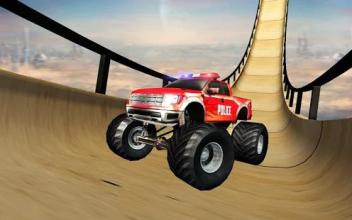 US Police McQueen Car Vertical Mega Ramp Stunts截图1