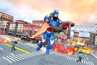 Superhero Captain Flying Robot City Rescue Mission截图3