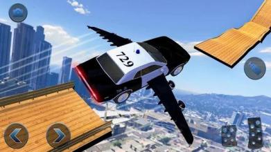 US Police Flying Car Mega Ramp Stunt Racing Games截图5