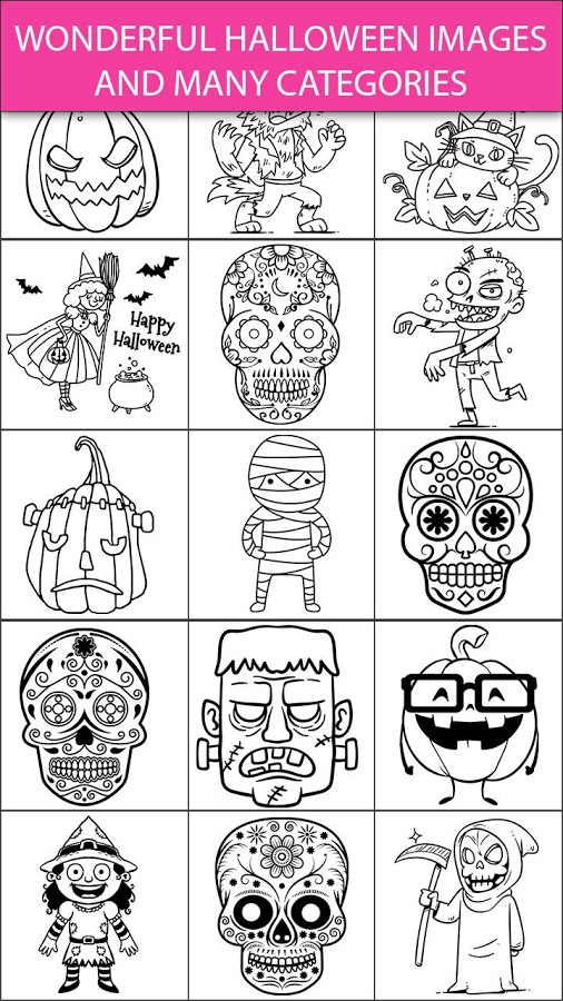 可怕的万圣节着色页 - 糖头骨截图4