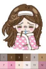 Sleepyhead Girls Coloring In 8bit Pixel截图1