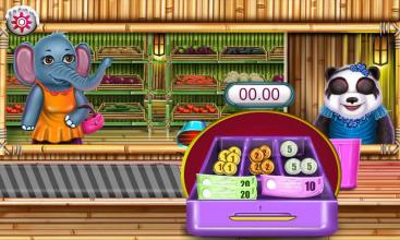 Supermarket Panda Family Shopping Game截图2