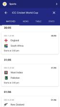 Cricket World Cup 2019 Live Matches, Stats, Score截图3