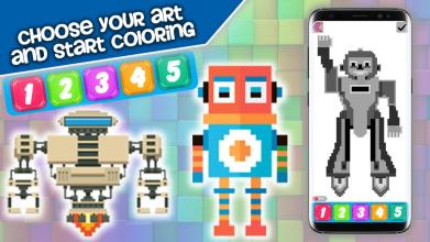 Pixel Art Robots Color By Number  Color To Relax截图3