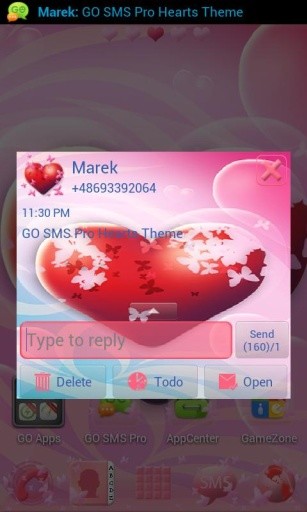 GO SMS Pro Hearts Theme截图6