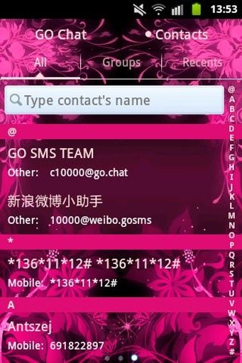 GO SMS Theme Pink Flower截图4