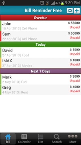 Bill Reminder Free BillManager截图1