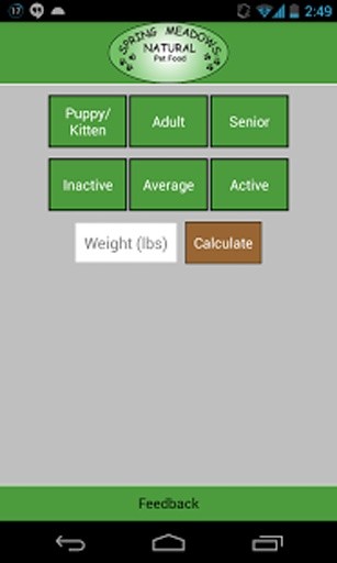 Spring Meadows Feed Calculator截图1