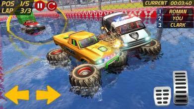 Police Monster Truck Gangster Chase Water Surfing截图2