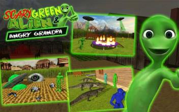 Scary Green Alien - Angry Spooky Grandpa Friends截图1