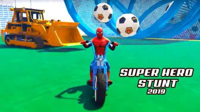 Super Hero Captain Iron Robot Bike Mega Ramp Race截图4