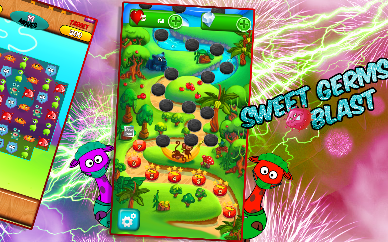 Sweet Germ Crush: Match 3 Game截图1