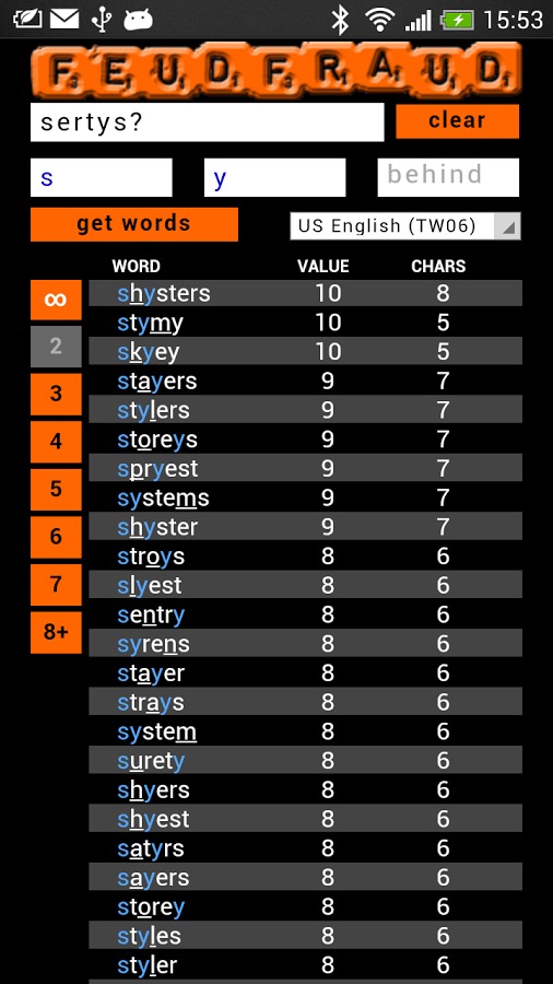 Feudfraud - Wordfeud helper截图4