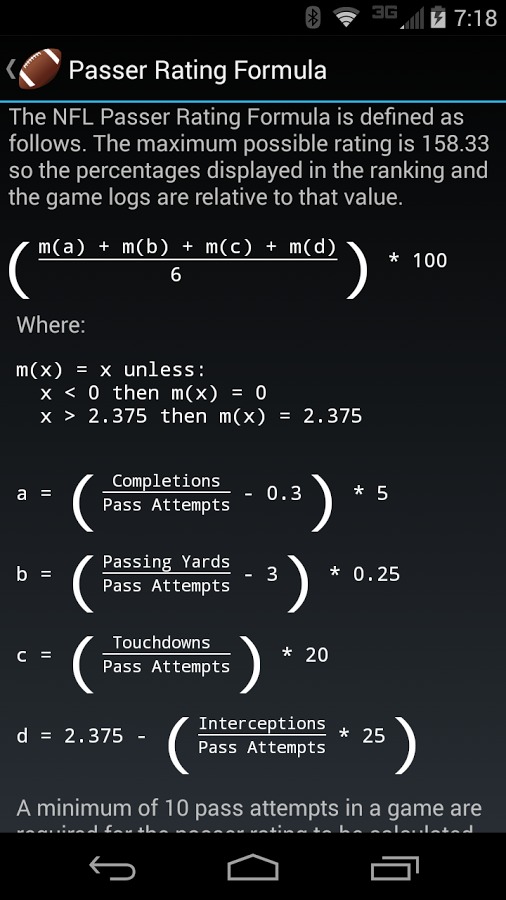 Quarterback Passer Ratings截图2