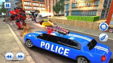 US Police Robot Limo Car Transformation Game截图2