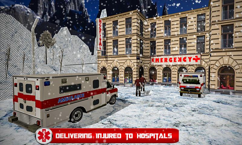 Ambulance Driver Simulator 3D Winter Snow Rescue截图2