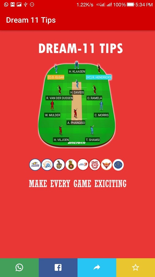 Dream - 11 Tips IPL - 2018截图5