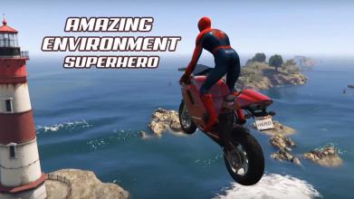 Super Hero Captain Iron Robot Bike Mega Ramp Race截图2