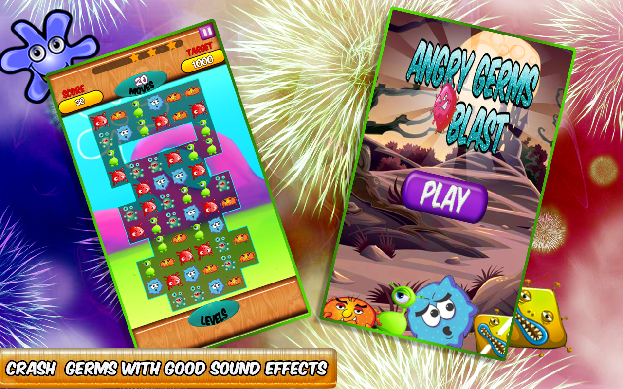 Sweet Germ Crush: Match 3 Game截图4