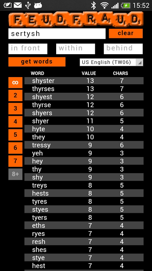 Feudfraud - Wordfeud helper截图1