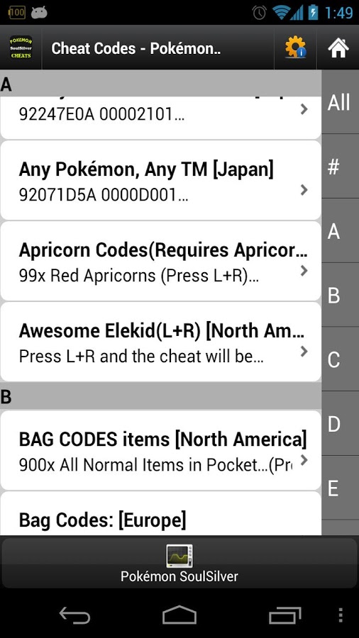 Cheat Codes Pokémon SoulSilver截图3