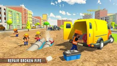 City Pipeline Construction Work : Plumber Game截图3