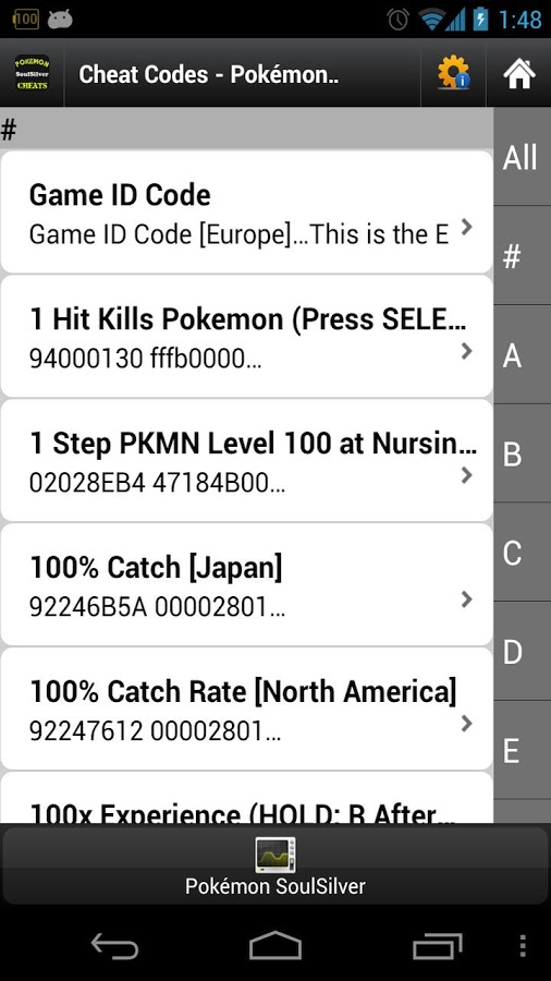 Cheat Codes Pokémon SoulSilver截图1